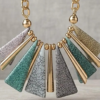 Bold Geometric Pendant Necklace Set | Gold Tone African Style Jewelry