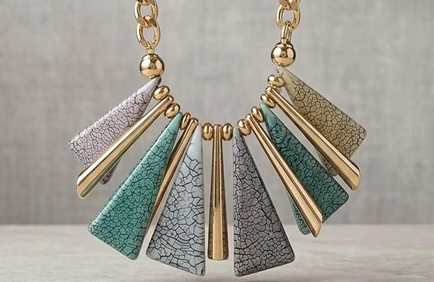 Bold Geometric Pendant Necklace Set | Gold Tone African Style Jewelry