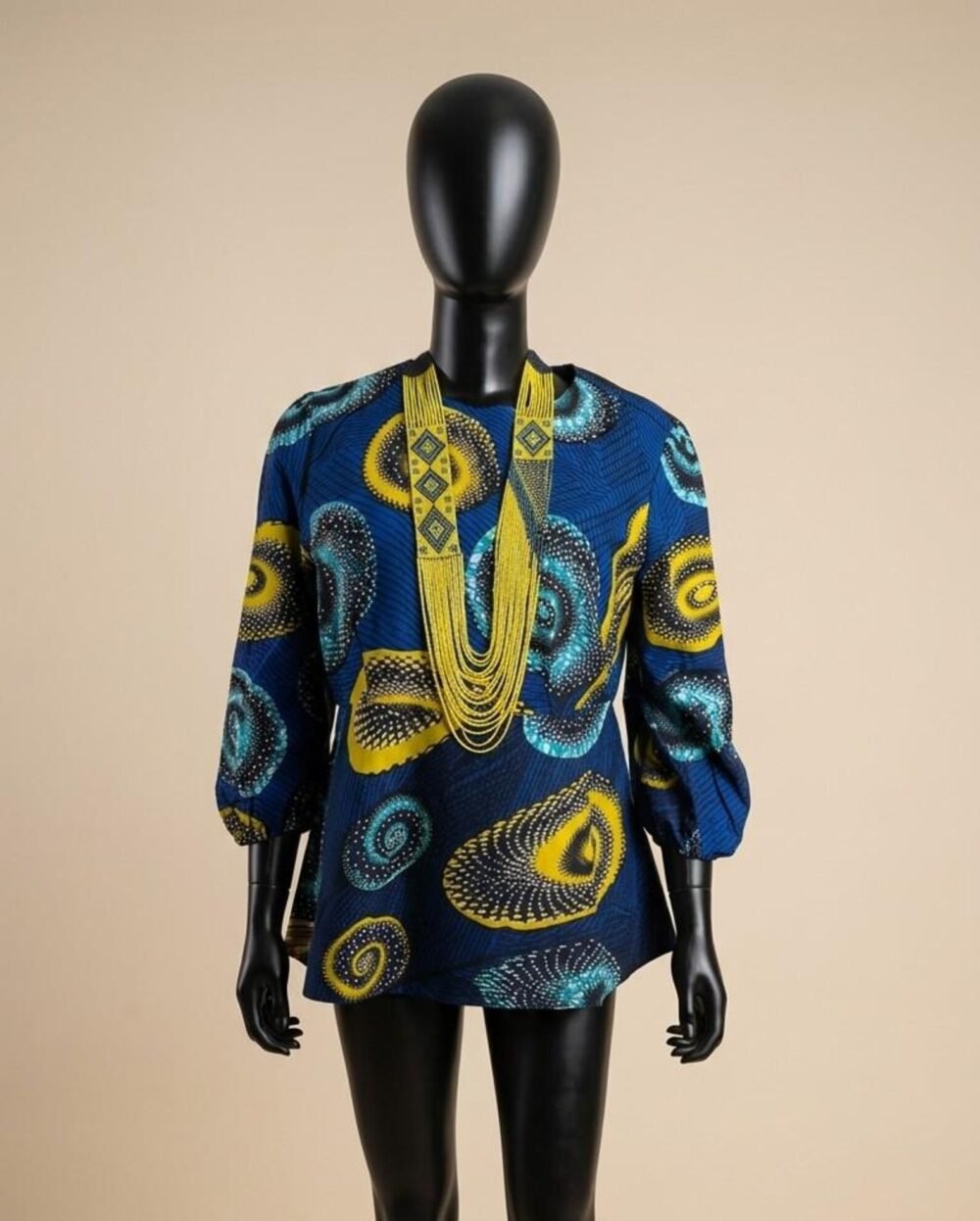 Handmade Yellow Black Beaded Statement Necklace and Earrings Set