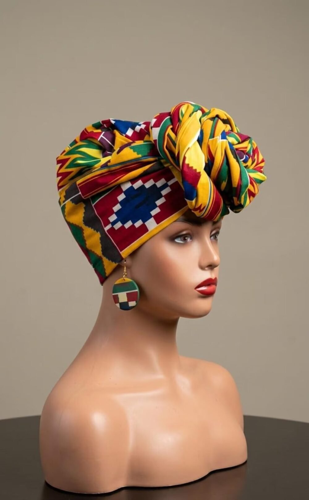 African Ankara Headwrap with matching earrings