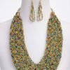 African Beaded Necklace Set-Multicolor Statement Jewelry-Handmade Seed Beads-Gift for Women
