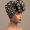 African Ankara Headwrap with matching earrings