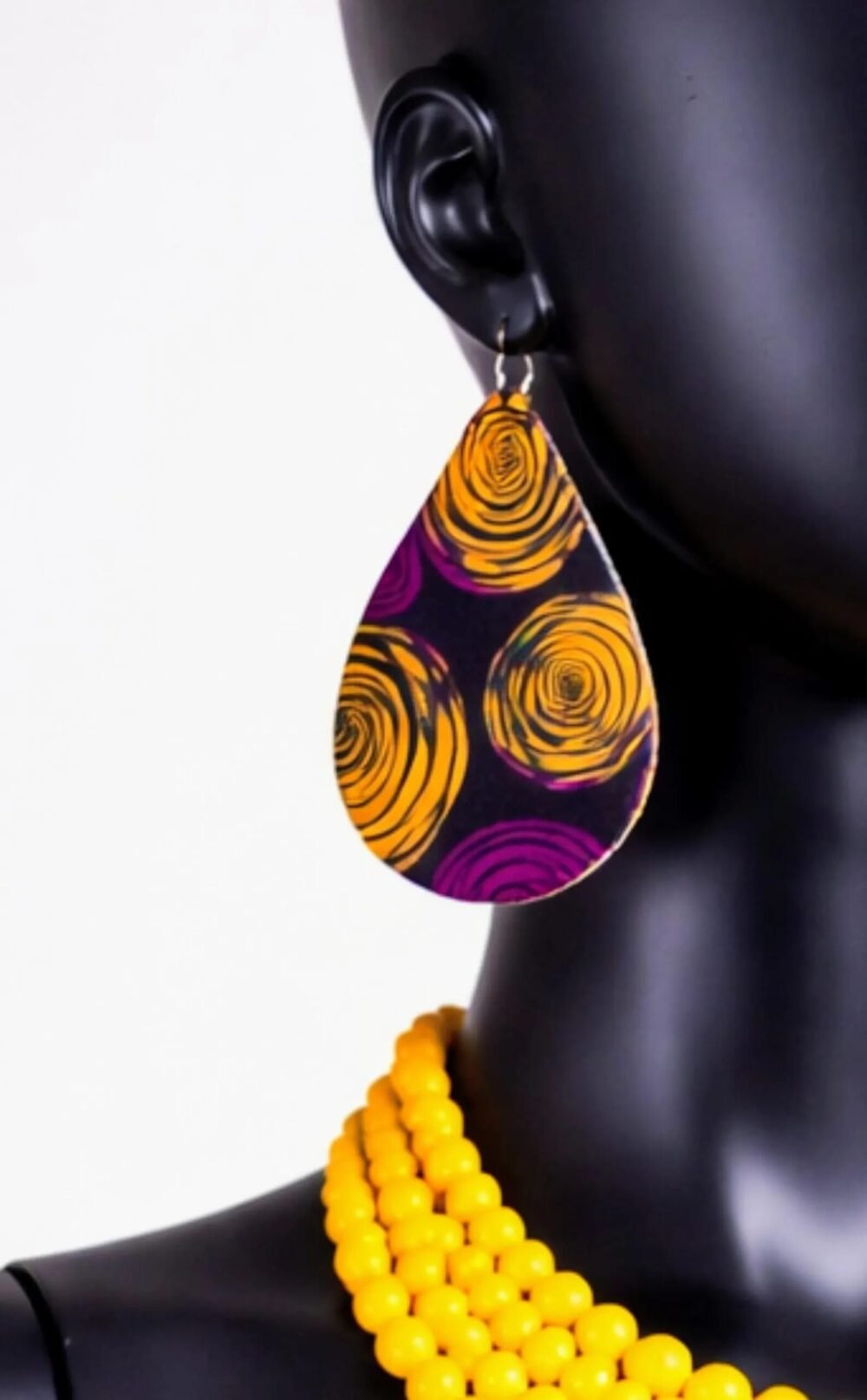 Ankara Print Wide Leg Jumpsuit | Off Shoulder Puff Sleeve Outfit, Matching Earrings