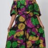 Ankara Print Wide Leg Jumpsuit | Off Shoulder Puff Sleeve Outfit, Matching Earrings