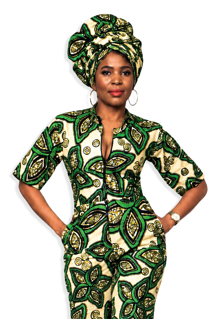 Zuri Zip-up Jumpsuit & Headwrap